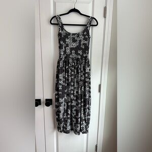Anthropologie Black and White Floral Midi Dress